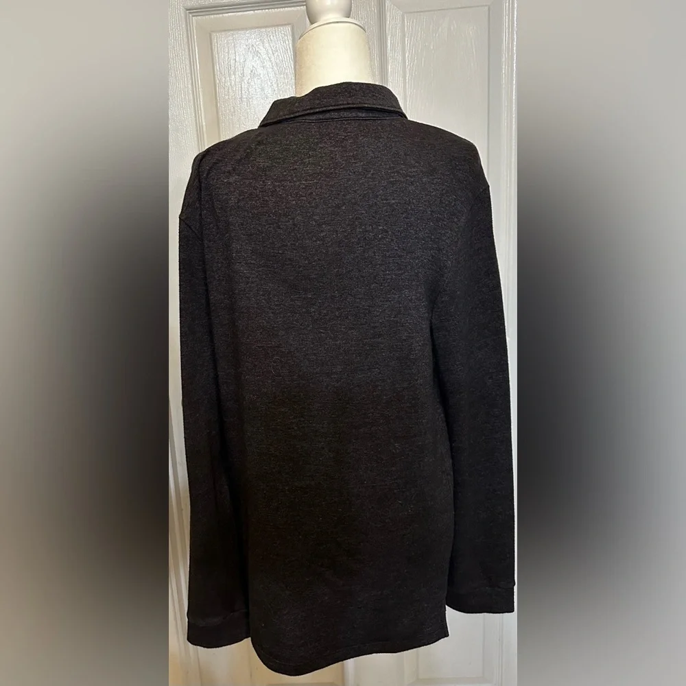Marc Anthony Sweater Gray Knit Long Sleeve Pointed Collar Size Slim Fit Medium